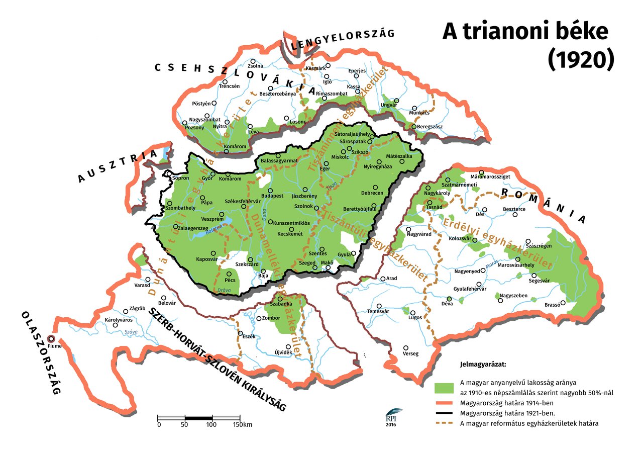 Trianon és a református egyházkerületek - Forrás: Refpedi.hu