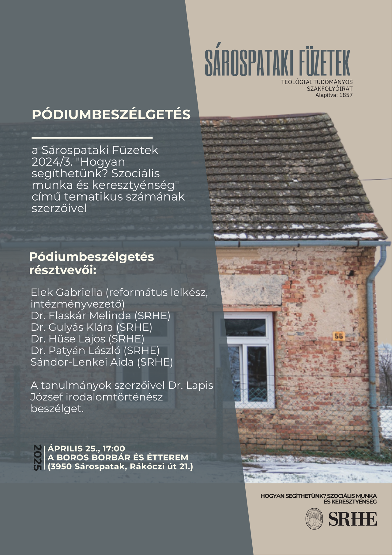 SRHE - Meghívó pódiumbeszélgetésre 2025 április