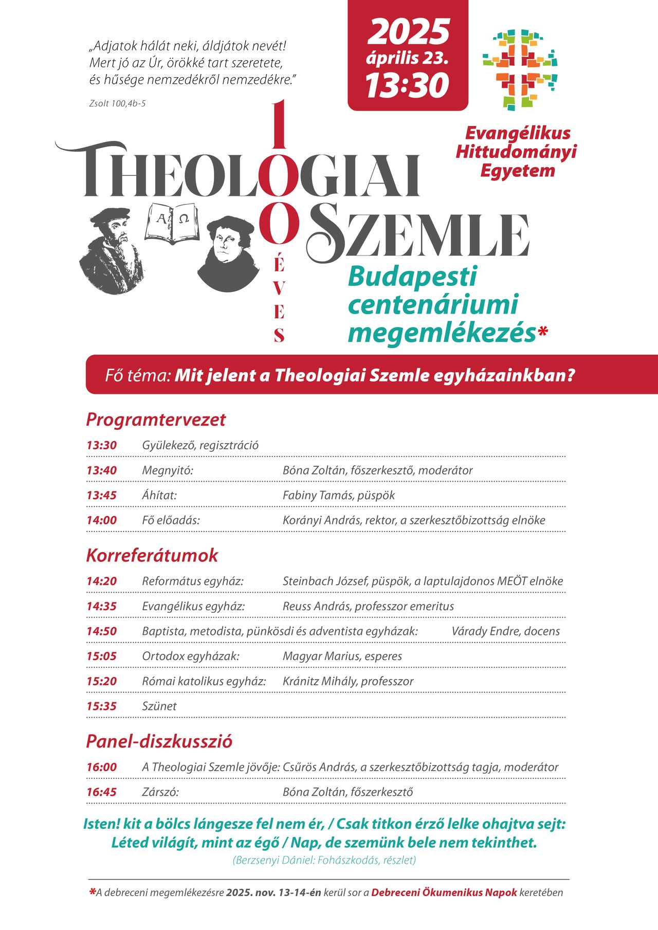 100 éves a Theologiai Szemle plakát