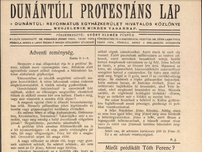 dunántúli protestáns lap adventi szám 1944 - Forrás: library.hungaricana.hu