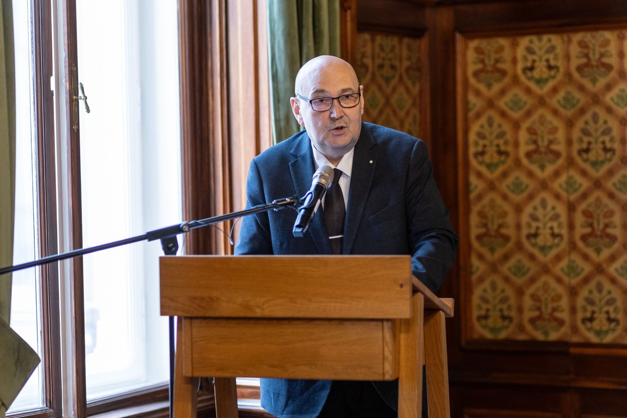 Steinbach József. Filadelfia-diakonisszák két diktatúra szorításában könyvbemutató a KRE-n 2025. május 8. Fotó: Hurta Hajnalka