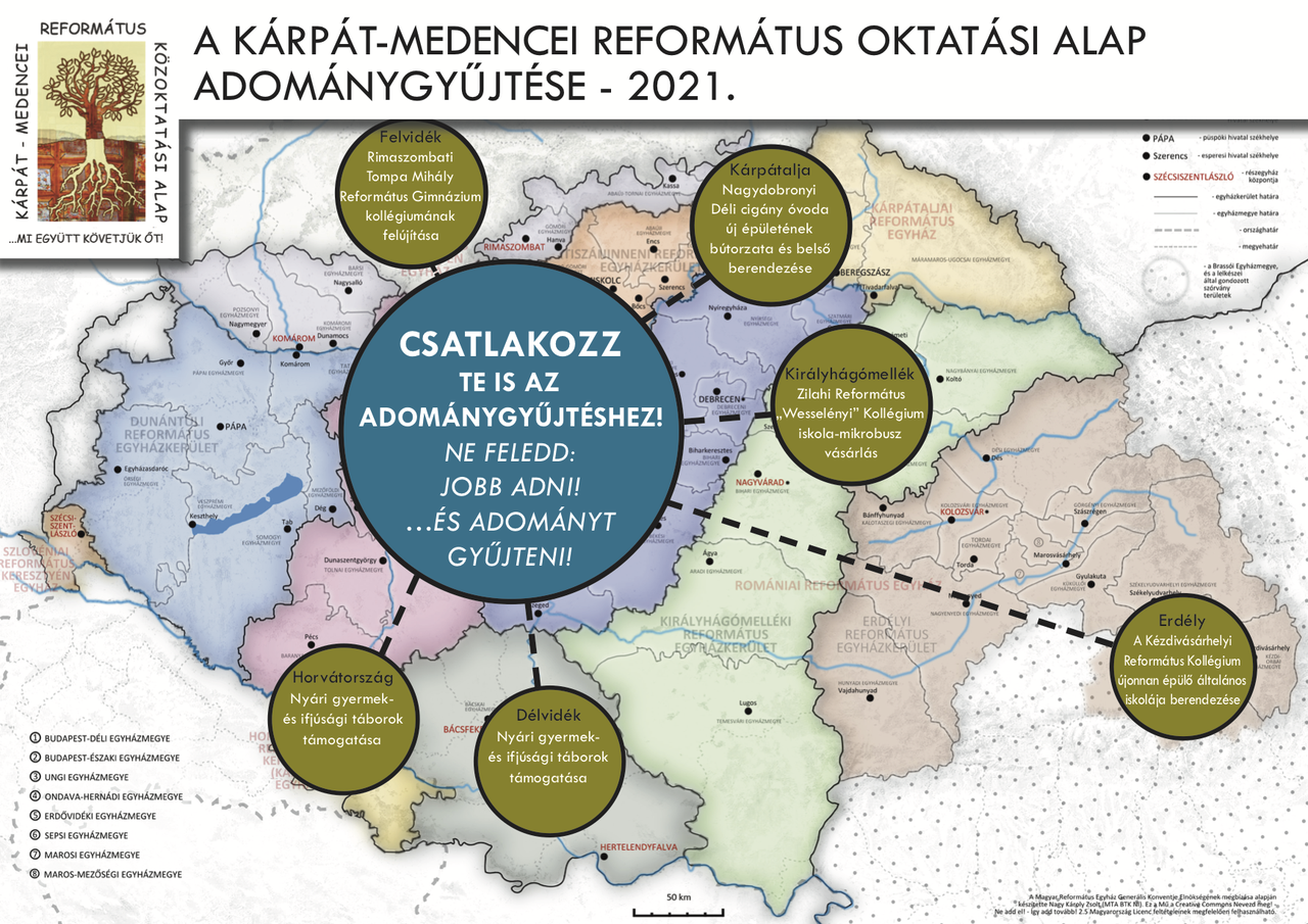 Református oktatási alap térkép Kárpát-medence